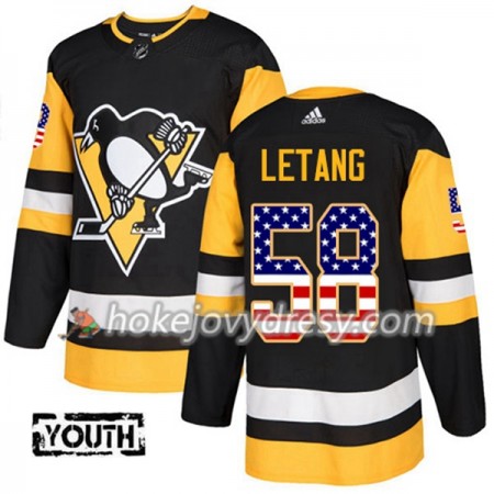 Dětské Hokejový Dres Pittsburgh Penguins Kris Letang 58 2017-2018 USA Flag Fashion Černá Adidas Authentic